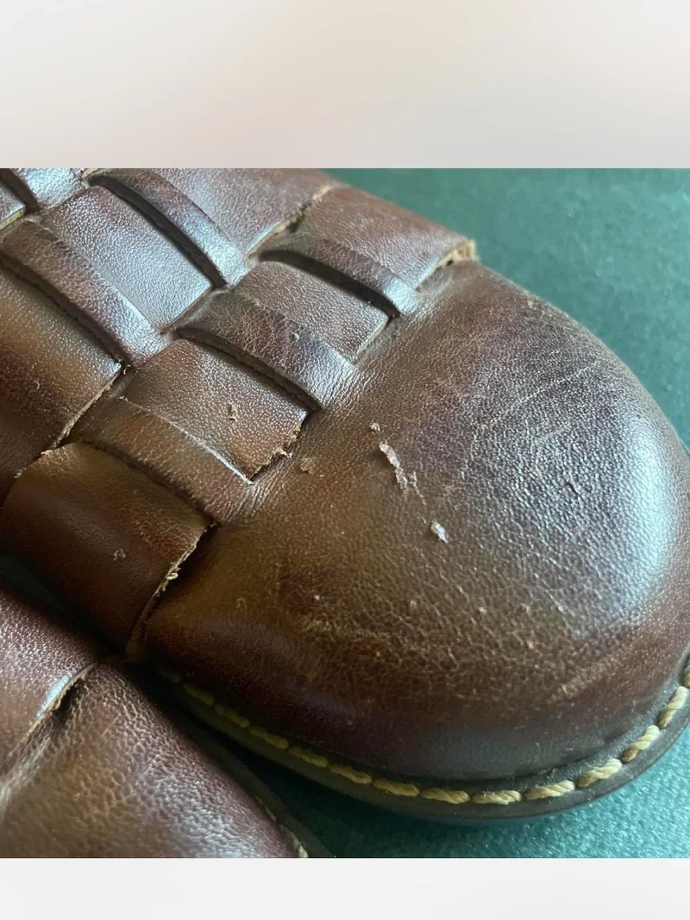 Predictions Leather Collection Brown Woven Leather Slip-On Clogs with Buckle